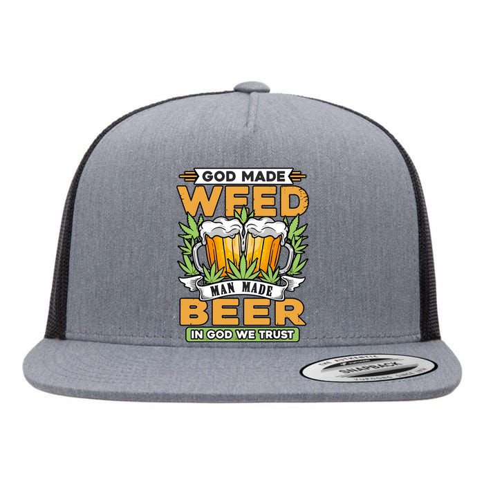 God Made Weeb Man Made Beer Flat Bill Trucker Hat