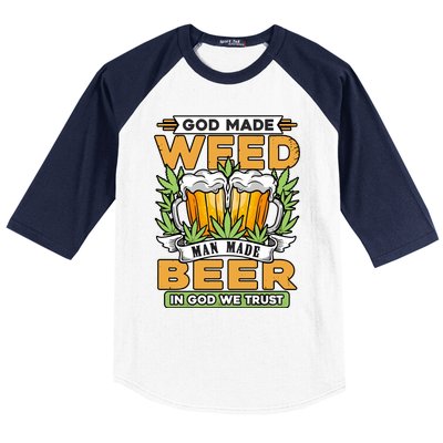 God Made Weeb Man Made Beer Baseball Sleeve Shirt