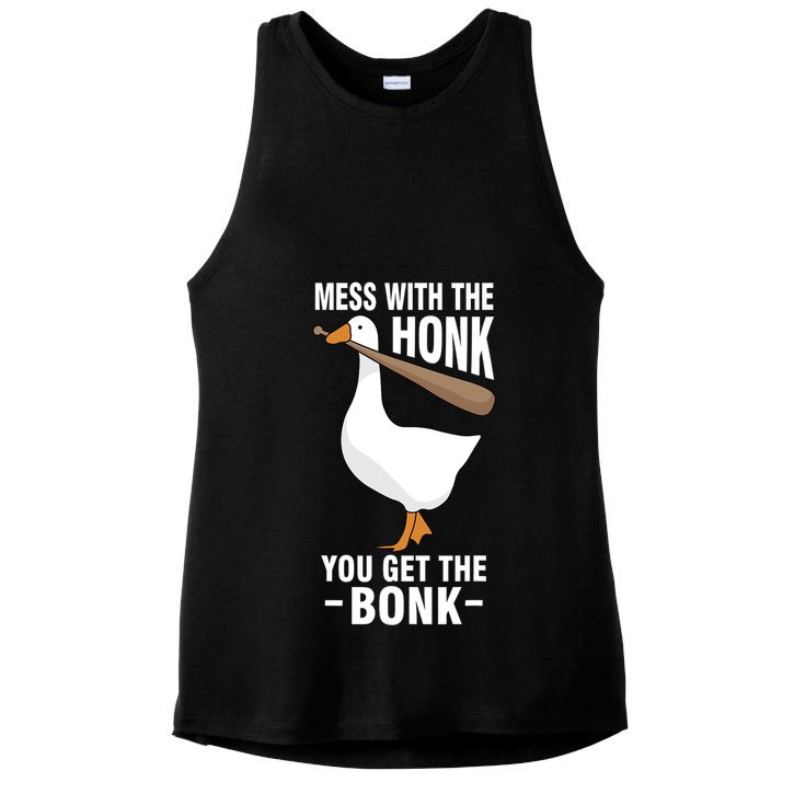 Goose Mess With The Honk You Get The Bonk Ladies PosiCharge Tri-Blend Wicking Tank