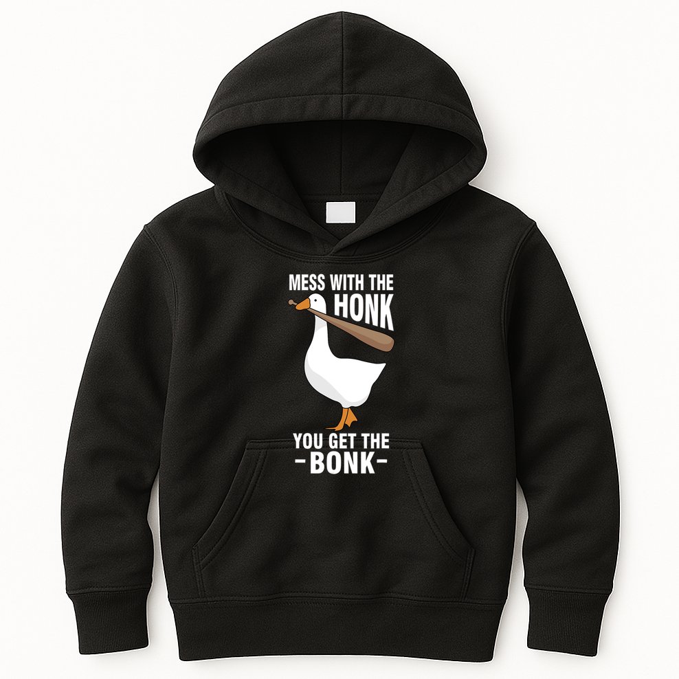 Goose Mess With The Honk You Get The Bonk Kids Hoodie