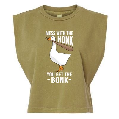 Goose Mess With The Honk You Get The Bonk Garment-Dyed Women's Muscle Tee
