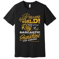 Good Morning World Sarcastic Ray Of Sunshine Premium T-Shirt