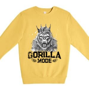 Gorilla Mode Workout Gym Success Fitness King Beast Gift Premium Crewneck Sweatshirt