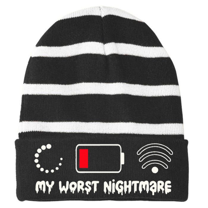 Gaming My Worst Nightmare Gamer Striped Beanie with Solid Band