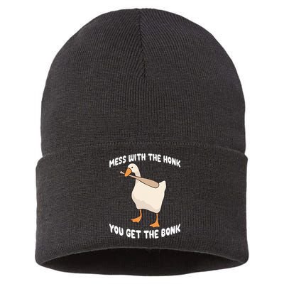 Goose Mess With The Honk You Get The Bonk Sustainable Knit Beanie