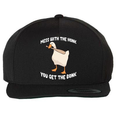 Goose Mess With The Honk You Get The Bonk Wool Snapback Cap
