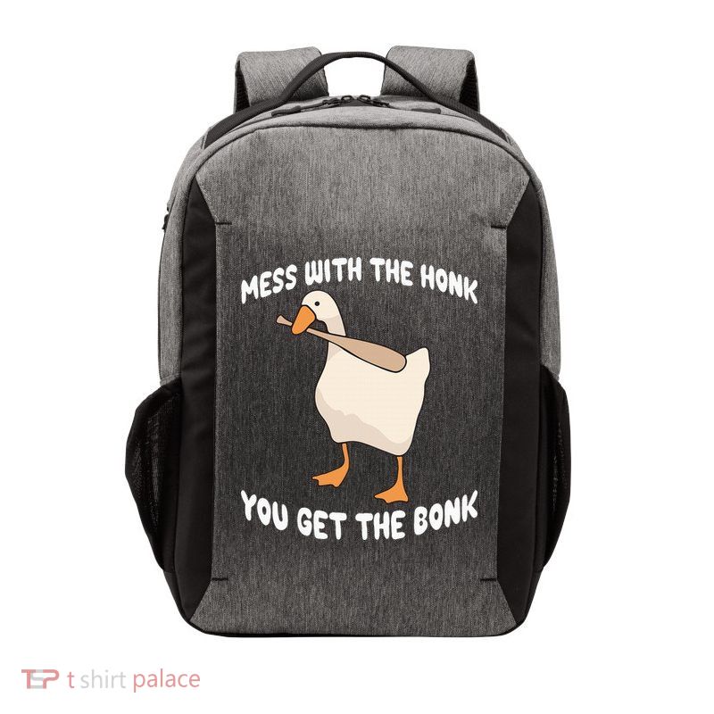 Goose Mess With The Honk You Get The Bonk Vector Backpack