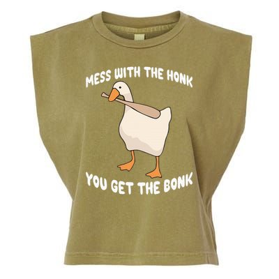 Goose Mess With The Honk You Get The Bonk Garment-Dyed Women's Muscle Tee