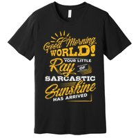 Good Morning World Sarcastic Ray Of Sunshine Premium T-Shirt