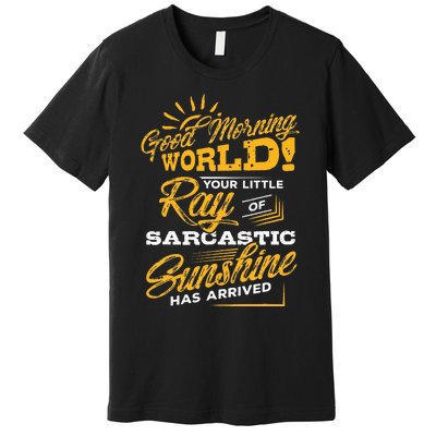 Good Morning World Sarcastic Ray Of Sunshine Premium T-Shirt