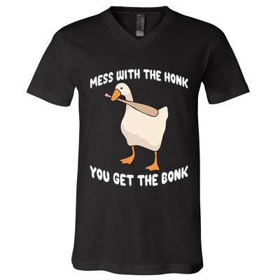 Goose Mess With The Honk You Get The Bonk V-Neck T-Shirt