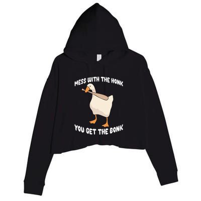 Goose Mess With The Honk You Get The Bonk Crop Fleece Hoodie