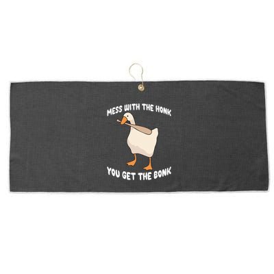 Goose Mess With The Honk You Get The Bonk Large Microfiber Waffle Golf Towel