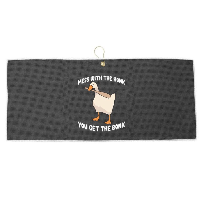 Goose Mess With The Honk You Get The Bonk Large Microfiber Waffle Golf Towel