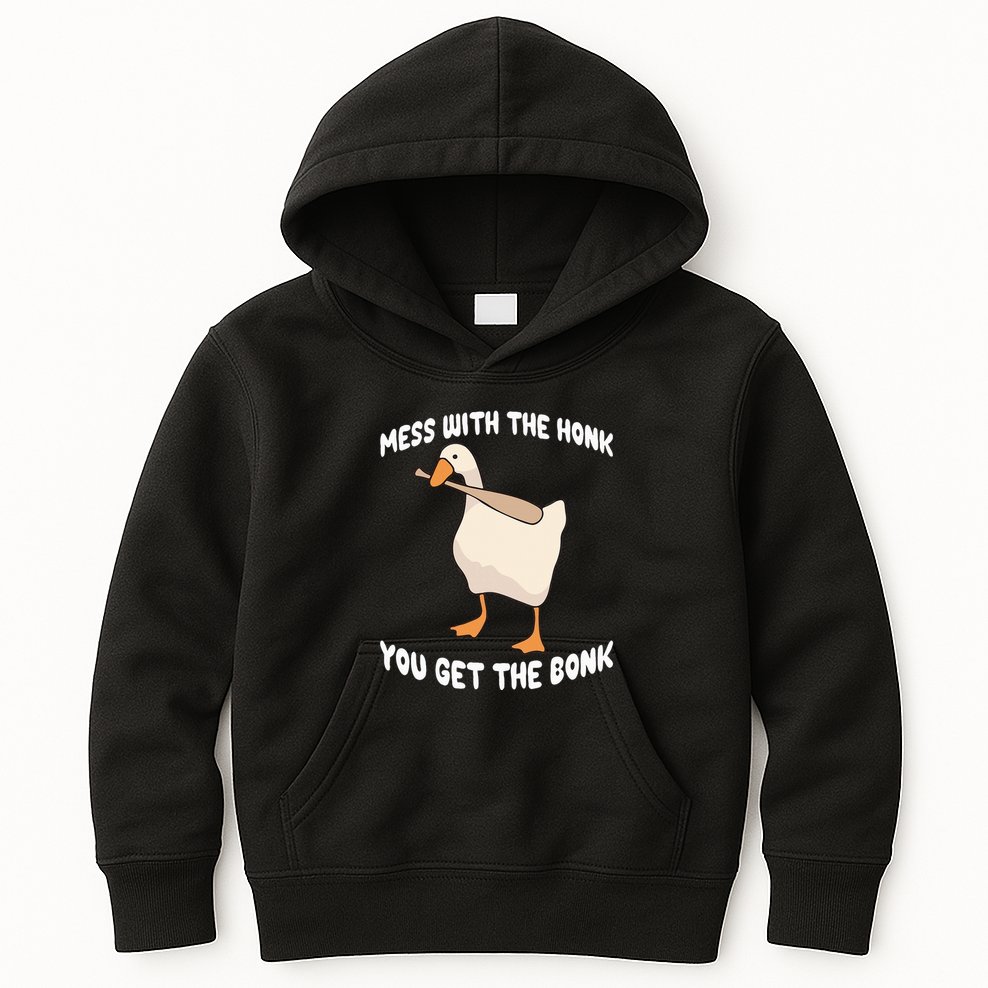 Goose Mess With The Honk You Get The Bonk Kids Hoodie