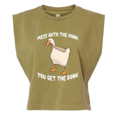 Goose Mess With The Honk You Get The Bonk Garment-Dyed Women's Muscle Tee