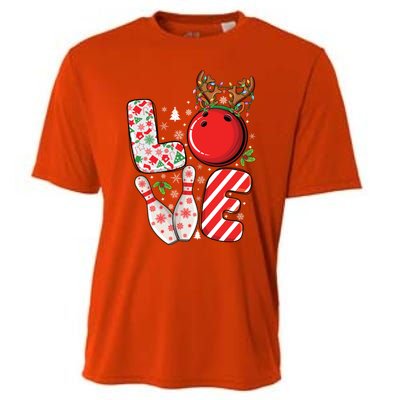 Group Matching Xmas Bowling Ball And Pins Christmas Bowling Gift Cooling Performance Crew T-Shirt