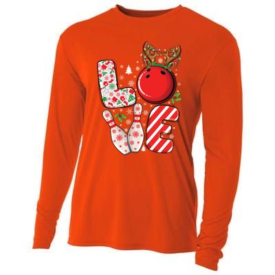 Group Matching Xmas Bowling Ball And Pins Christmas Bowling Gift Cooling Performance Long Sleeve Crew