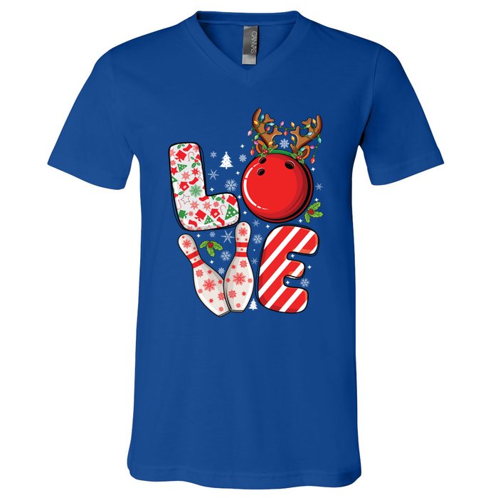 Group Matching Xmas Bowling Ball And Pins Christmas Bowling Gift V-Neck T-Shirt