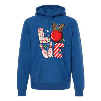 Group Matching Xmas Bowling Ball And Pins Christmas Bowling Gift Premium Hoodie