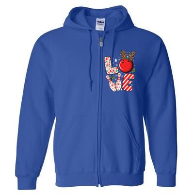 Group Matching Xmas Bowling Ball And Pins Christmas Bowling Gift Full Zip Hoodie