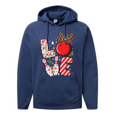 Group Matching Xmas Bowling Ball And Pins Christmas Bowling Gift Performance Fleece Hoodie