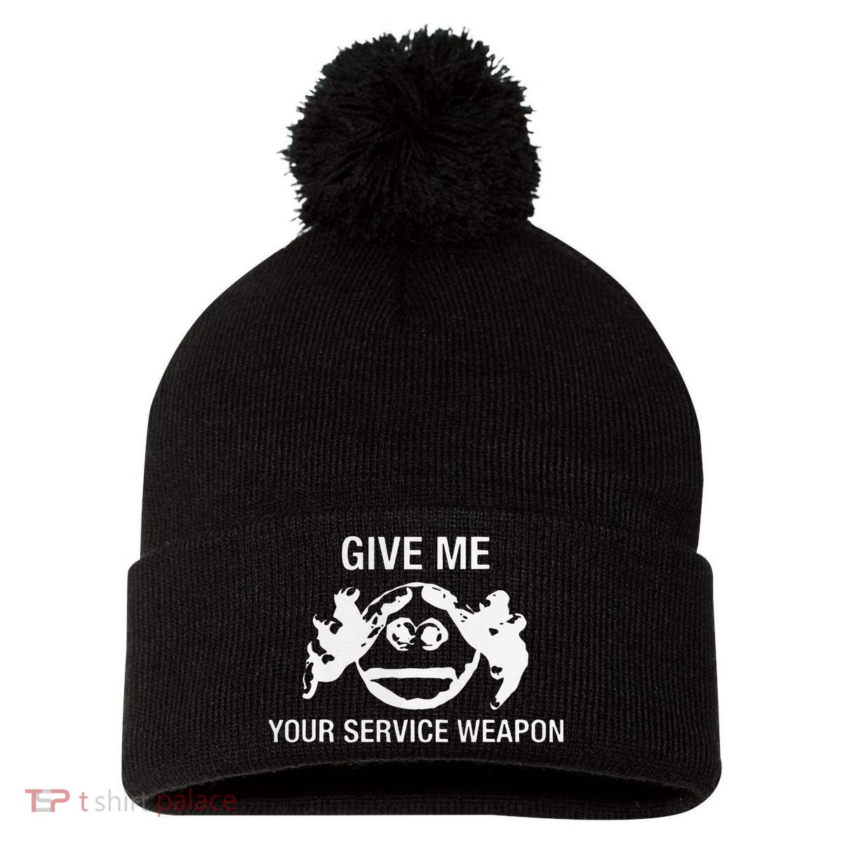 Give Me Your Service Weapon Pom Pom 12in Knit Beanie