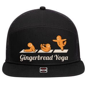 Gingerbread Man Yoga Funny Cute Fitness Christmas 7 Panel Mesh Trucker Snapback Hat