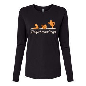 Gingerbread Man Yoga Funny Cute Fitness Christmas Womens Cotton Relaxed Long Sleeve T-Shirt