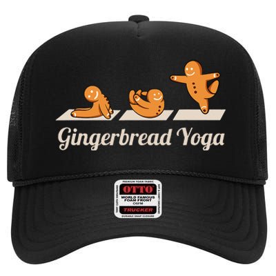 Gingerbread Man Yoga Funny Cute Fitness Christmas High Crown Mesh Back Trucker Hat