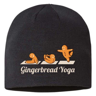 Gingerbread Man Yoga Funny Cute Fitness Christmas Sustainable Beanie