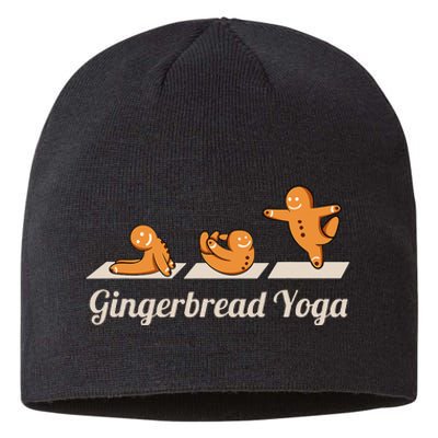 Gingerbread Man Yoga Funny Cute Fitness Christmas Sustainable Beanie