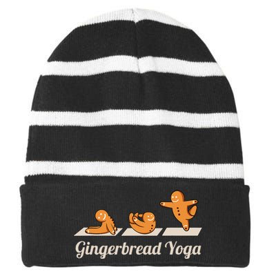 Gingerbread Man Yoga Funny Cute Fitness Christmas Striped Beanie with Solid Band