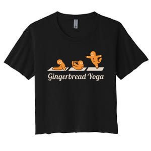 Gingerbread Man Yoga Funny Cute Fitness Christmas Women's Crop Top Tee