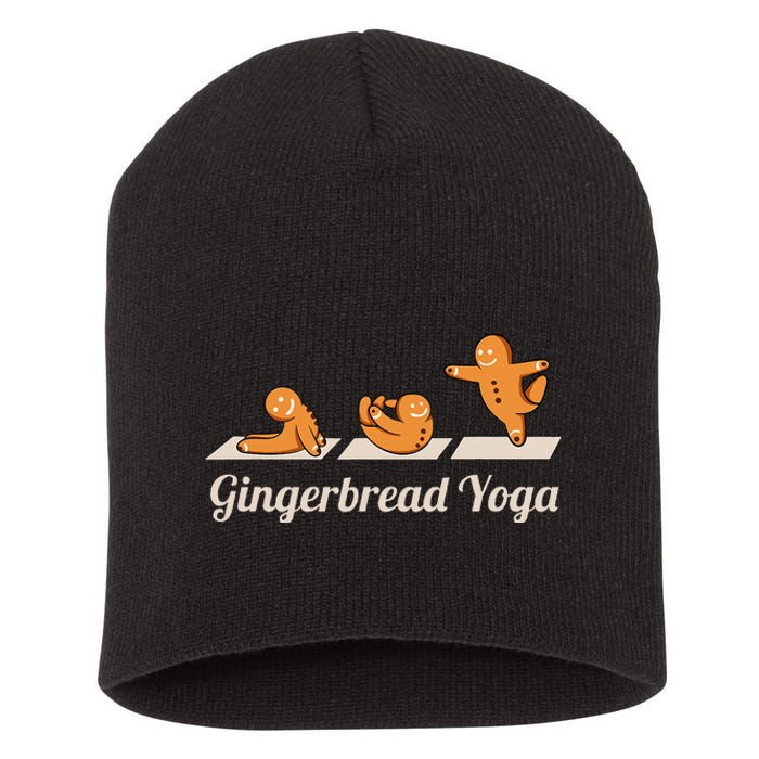 Gingerbread Man Yoga Funny Cute Fitness Christmas Short Acrylic Beanie