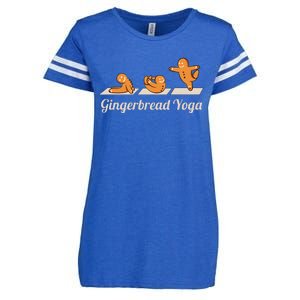 Gingerbread Man Yoga Funny Cute Fitness Christmas Enza Ladies Jersey Football T-Shirt