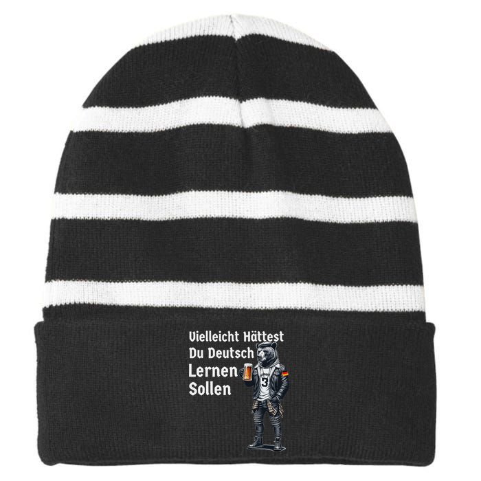 German Maybe You Should Have Learned German Striped Beanie with Solid Band