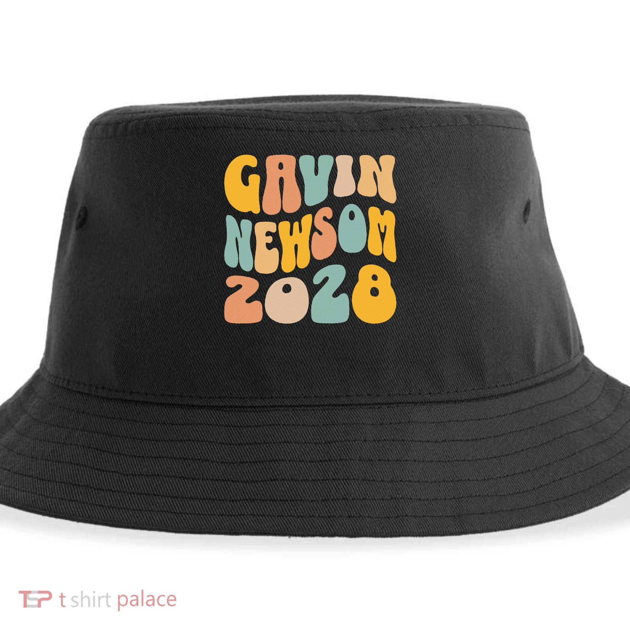 Gavin Newsom 2028 For President Resist Wavy Groovy Election Sustainable Bucket Hat