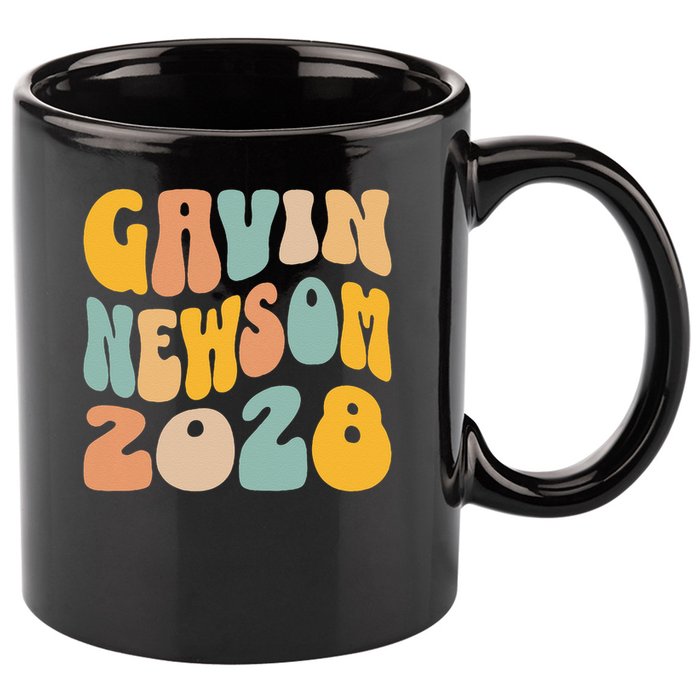 Gavin Newsom 2028 For President Resist Wavy Groovy Election 11oz C Handle Ceramic Mug