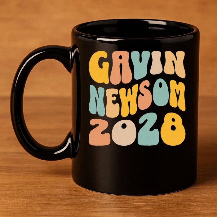 Gavin Newsom 2028 For President Resist Wavy Groovy Election 11oz C Handle Ceramic Mug