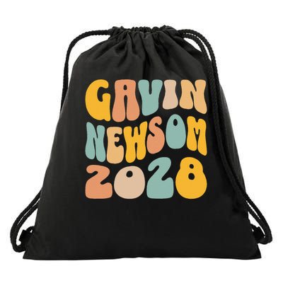 Gavin Newsom 2028 For President Resist Wavy Groovy Election Drawstring Bag