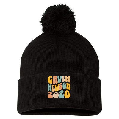 Gavin Newsom 2028 For President Resist Wavy Groovy Election Pom Pom 12in Knit Beanie
