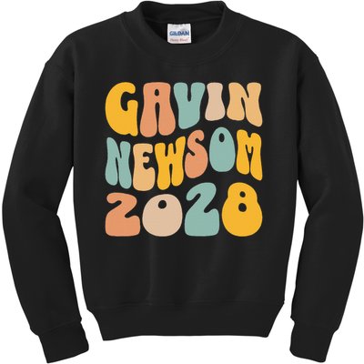 Gavin Newsom 2028 For President Resist Wavy Groovy Election Kids Sweatshirt