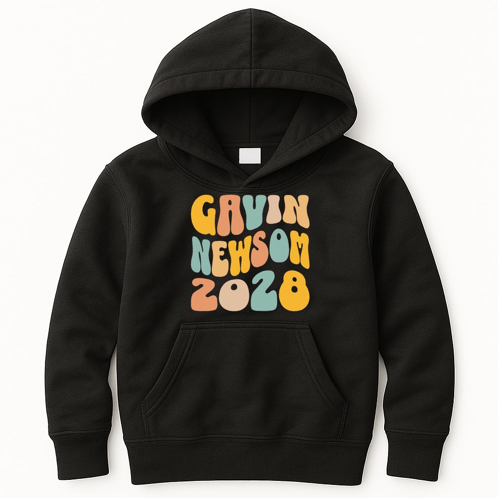 Gavin Newsom 2028 For President Resist Wavy Groovy Election Kids Hoodie