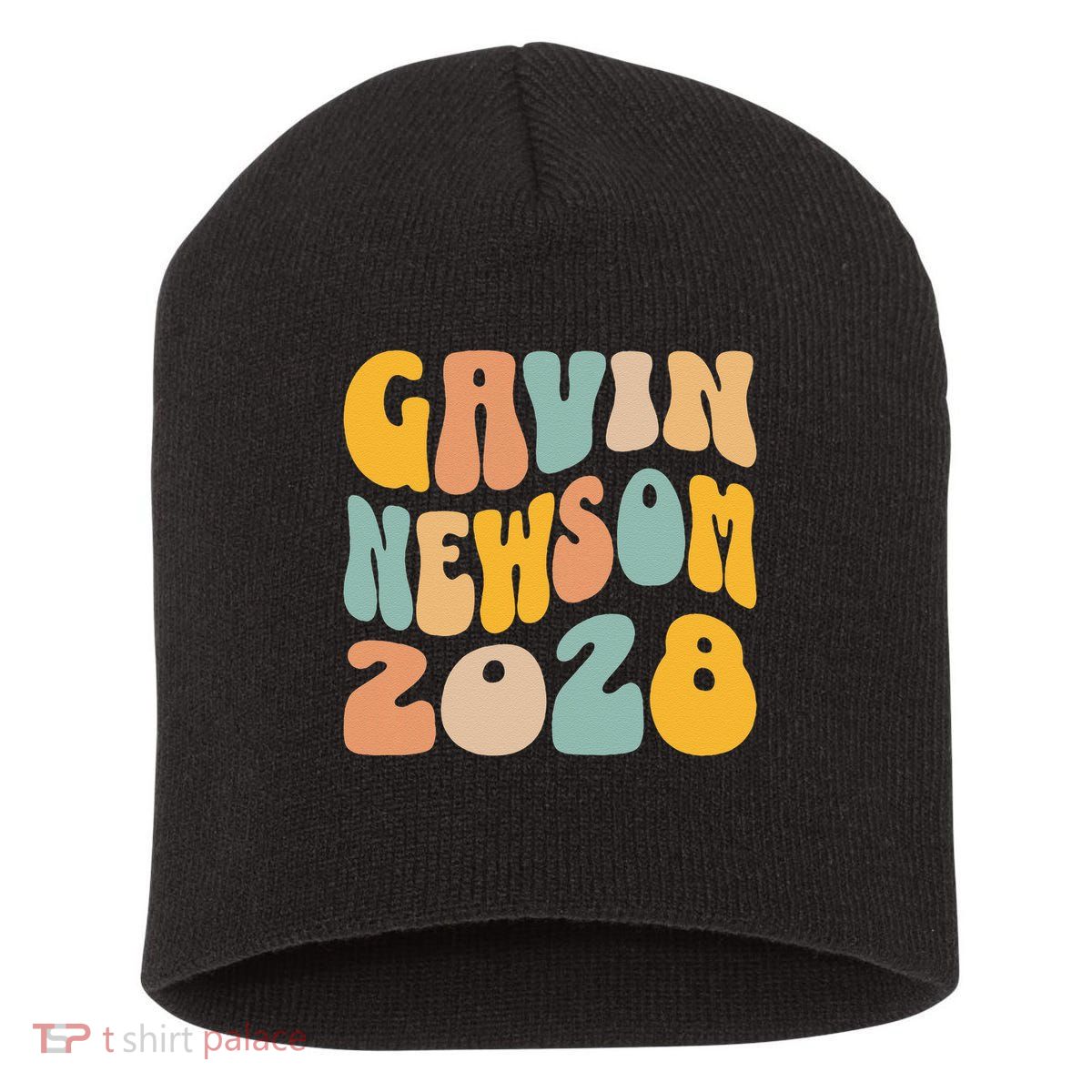 Gavin Newsom 2028 For President Resist Wavy Groovy Election Short Acrylic Beanie