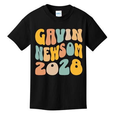 Gavin Newsom 2028 For President Resist Wavy Groovy Election Kids T-Shirt