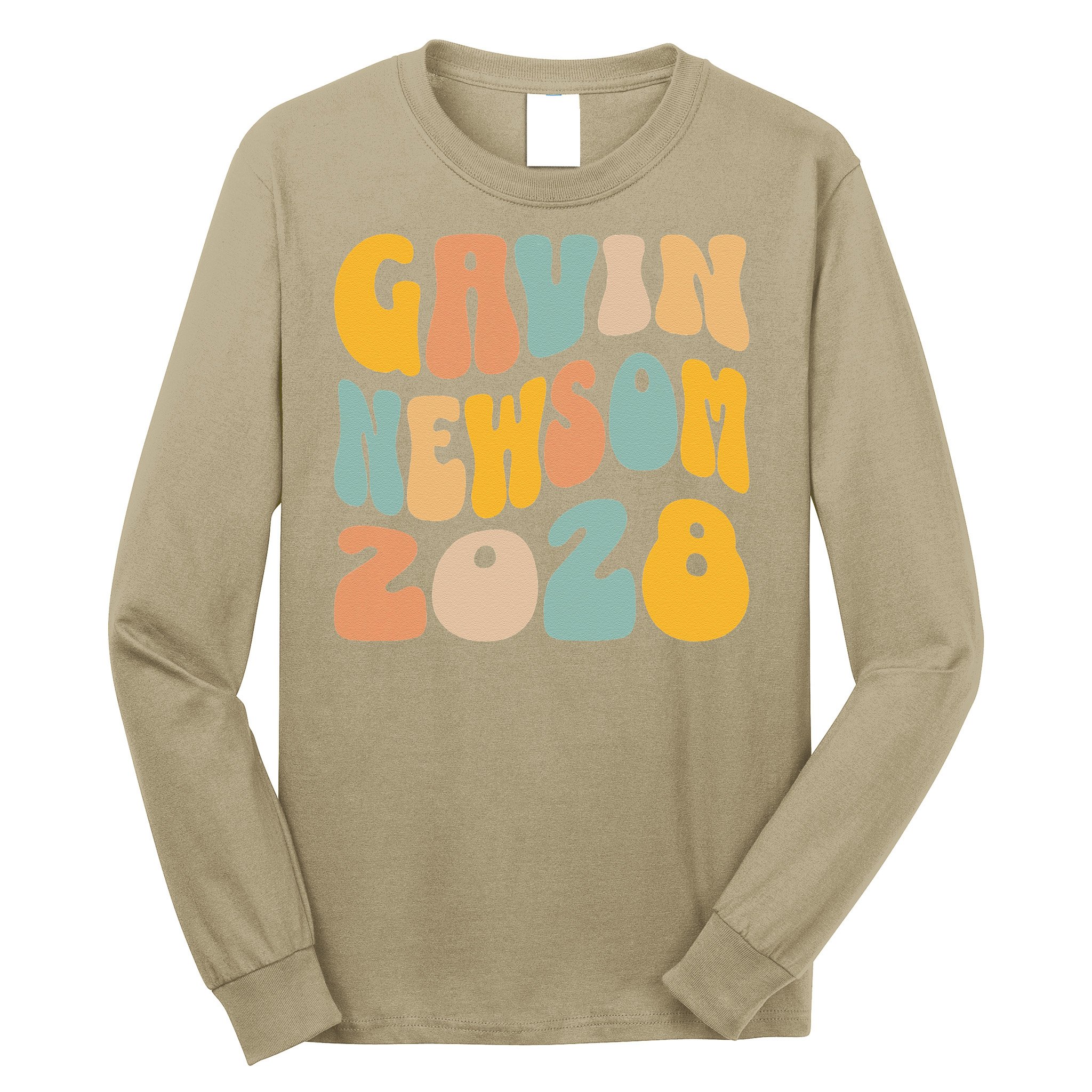 Gavin Newsom 2028 For President Resist Wavy Groovy Election Long Sleeve Shirt