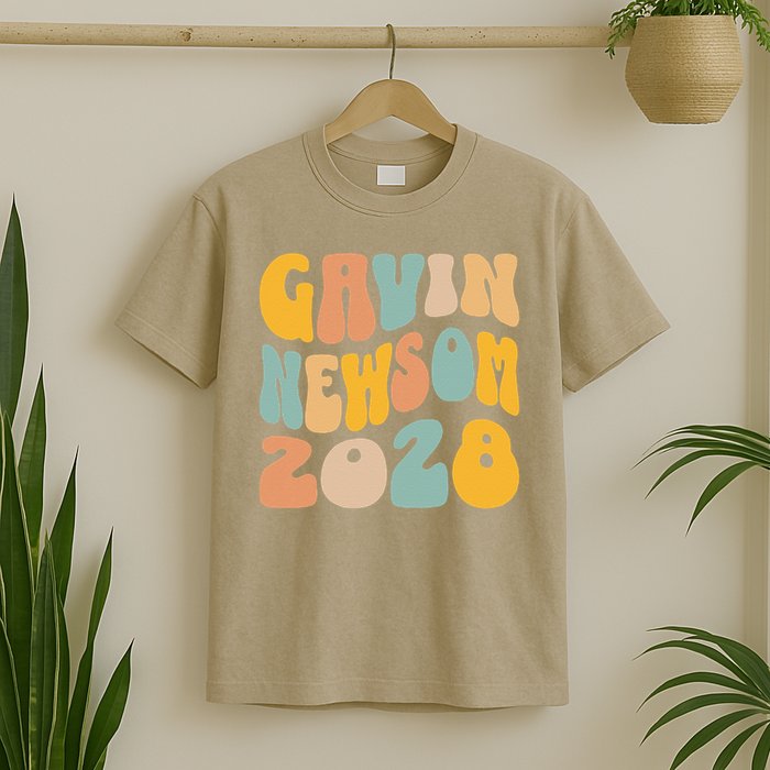 Gavin Newsom 2028 For President Resist Wavy Groovy Election T-Shirt