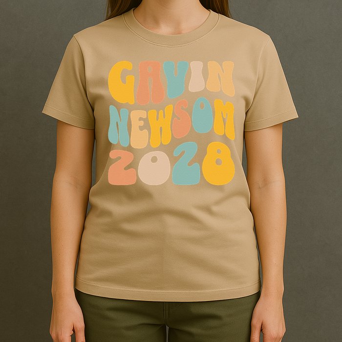 Gavin Newsom 2028 For President Resist Wavy Groovy Election T-Shirt