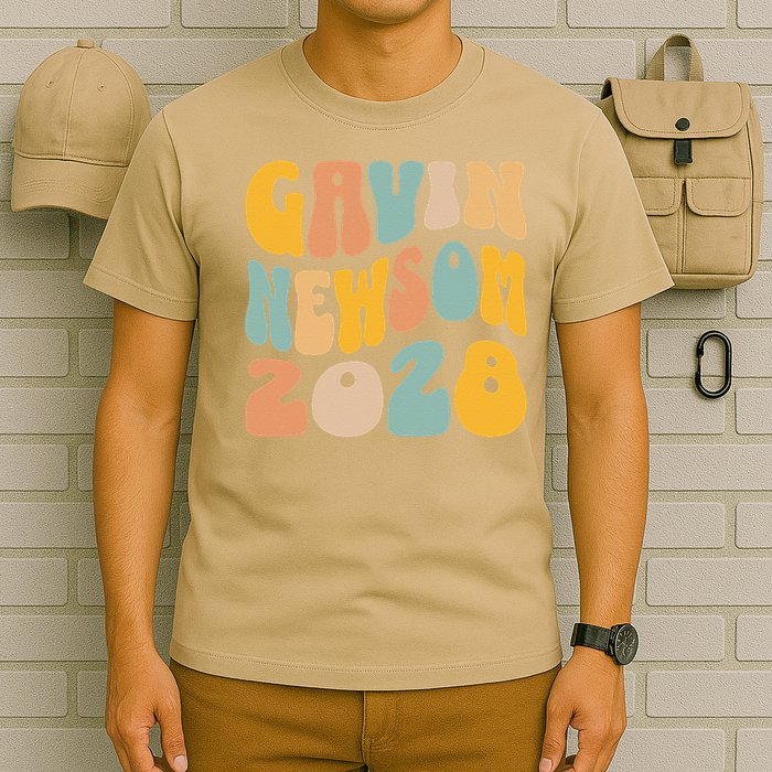 Gavin Newsom 2028 For President Resist Wavy Groovy Election T-Shirt